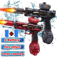 Electric Water Gun Toys Muzzle Flame Led Light Emitting Children Water Pistol Squirt Summer Outdoor Beach Pool Toy for Kid Adult