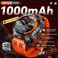 2026 New Military GPS Outdoor 1000mAh Battery Smart Watch 10ATM Waterproof Flashlight Heart Rate Sports tracker Smartwatch Men