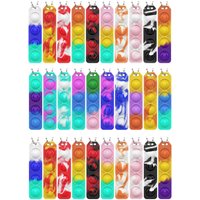 30Pcs Mini Push Pop Anti-Stress Bubble Fidget Toys Pack Keychain Relieve Anxiety Stress Toys Party Favors Birthday Gifts