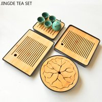 1Pc Japanese Melamine Bamboo Tea Tray Water Storage Dry Brewing Tea Table Travel Tea Set Trays Decorative Teaware Supplies