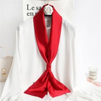 Red Solid Color Long Silk Scarf Female Hair Scarves Silk Satin Neck Scarf For Women 14*145CM Headbands Plain Bag Ribbon Lady