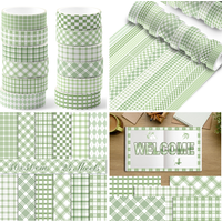 Green Plaid Theme Washi Tape,Scrapbooking Paper Origami Art Background Paper Card, DIY Craft Birthday Gift Diary Decoration