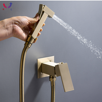 Brass Portable Hot and Cold Toilet Bidet Faucet Set Brushed Gold Handheld Toilet Bidet Sprayer Hygienic Shower Cleaning Home