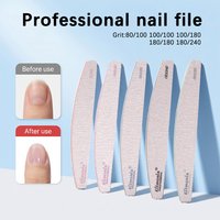 5Pcs Professional Nail Files For Manicure Grey Boat Nails Polish File 80 100 180 240 Emery Board Strong Sandpaper Nails File