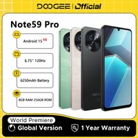 Global Version DOOGEE Note59 Pro 5G Smartphone Android 15 Mobile Phone 8GB RAM 256GB ROM 6.75" HD+ 6250mAh Battery NFC Cellphone