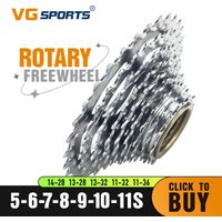 VG Sports Bike Sprocket 5/6/7/8/9/10/11 Speed Thread Freewheel 14-28T 13-28/32T 11-32/36T Cogs Compatible with rotary Hub