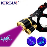 Powerful 3-head LED Headlamp White/UV Light Scorpion Head Lamp USB Rechargeable Strong Light Zoom Headlight Waterproof Outdoor