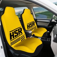 2pcs Racing Logo Design Car Seat Cover Set – Stylish And Durable Full Set For 2 Front Seats, Fit For Most Cars, High-Quality Se