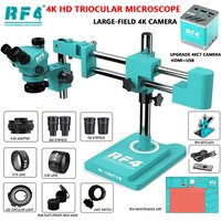 RF4 7050TVW Simul-Focus Double Boom Stand Trinocular Stereo Microscope 2K Large-field 4KC7 HDMI USB Camera For PCB Repair