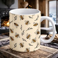 Bee Garden - A Honeycomb of Buzzing Activity printed Mug Coffee Cup Ceramic Cup
