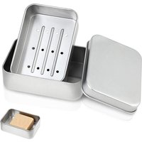 Portable Double Layer Aluminum Soap Dish with Lid Drain Design Soap Box for Travel Hotel Bathroom Outdoor Soap Holder Container