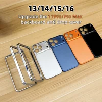 Original Color Alloy Frame Case For 14 15 16 13 Pro/Pro Max Instant Upgrade 17Pro/Pro Max Large Window Backplane Anti-Drop Cover