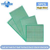 5PCS PCB Prototype Board 9x15 2x8 3x7 4x6 5x7 6x8 7x9 8x12 10x10 10x15cm Green Single Sided Printed Circuit Board DIY Universal