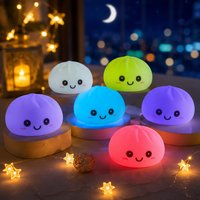 New LED Bun Squishy, Glowing Stress Ball, Light-up Bubble Spitting Bun, Realistic Steamed Bun, Aesthetic Desk Decor