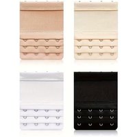 Bra Extender 4-Pack, 3-Row 4-Hook Adjustable Design, Solution for Tight Bras - Beige & Black