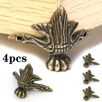 Antique Elephant Vintage Bronze Jewelry Box Wooden Case Decorative Protector Feet Leg Plastic Metal 4PC Corner Bracket Furniture