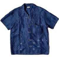 2026 KAPITAL Blue Dye Denim Cotton Print Patchwork Retro Short Sleeve Shirt TX1587