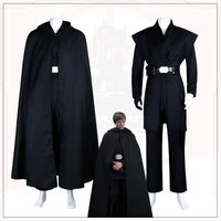 Luke Skywalker Cosplay Costume Full Set Black Jedi Outfit with Top Pants Cloak for Men Halloween CosplayCarnival Party Outfits