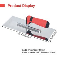Stainless Steel Plastering Trowel Plastic Handle 11.02 inch Flat Bottom Drywall Plaster Mason Trowel Construction Tool For