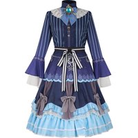 Yoisaki Kanade Cosplay Dress Project SEKAI Colorful Stage Underwater Shadow Lolita Costume Blue Purple Stripe Bell Sleeve Bow Ru