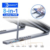 8-in-1 Bracket Docking Station Aluminium Alloy Laptop Holder Hub TYPE-C to HDMI Adapter 4K PD100W USB3.0 5Gbps Hub USB Splitter