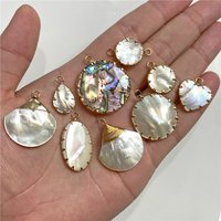 2pc Natural White Mother-of-pearl Shell Elegant Charm Round Heart Fan Pendant Handmade Crafts Necklace Earring Jewelry Accessory