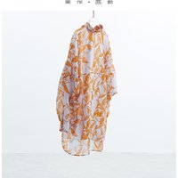 Summer Vibrant Orange Sun Protection Shirt Versatile Women's Silk-Linen Printed Comfortable Long Shirt for Outerwear 2026 Spring/Summer New Style