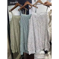 100% Cotton lace embroidery patchwork print slip dress mori girl autumn summer Japan style sweet petticoat dress cute clothes