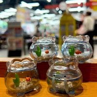 New Product In Stock Transparent Mini Transparent Goldfish Tank Jun Expression Blind Box Desktop Decoration Cute Cartoon Gift