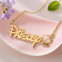 Custom Hello Kitty Name Necklace Personalized Stainless Steel Gold Color Pendant Chain For Women Girls Cute Cartoon Jewelry Gift