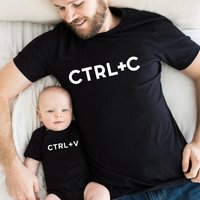 CTRL + C CTRL + V Family T-Shirt Father and Son Daughter Tshirts Funny Copy Paste Matching Family Outfits Tops Father's Dad Tees