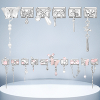 Wholesale Zircon Long Tassel Chain Pendant Series Italian Charm Links Fit 9mm Stainless Steel Bracelet Women DIY Making Jewelrys