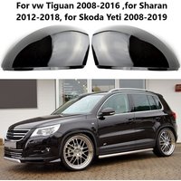 2PCS Carbon Fiber Glossy Black Car Side Rearview Mirror Cover Cap For vw Tiguan 08-2016 ,for Sharan 12-18, for Skoda Yeti 08-19