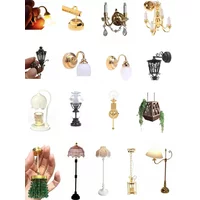 Dollhouse Miniature LED Crystal Light Chandelier Ceiling Lamp Dollhouse Light Floor/Ceiling/Wall Doll House Accessories