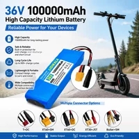36V 100000mAh Wiederaufladbarer Lithium-Akku für Elektroroller und E-Bikes mit BMS, mehreren Anschlüssen XT60, XT30, T+DC