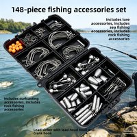 148Pcs Fishing Accessories Kit Jig Heads Offset Hooks Sinkers Drop Shot Weights for Lure Saltwater Bass Fishing