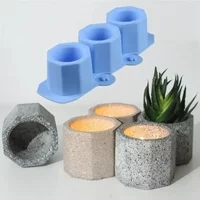 Succulent Flower Pot Silicone Mold Octagonal 3 Hole Concrete Mold Candlestick Mold Clay Mold Random Color