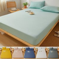 Bawełniane prześcieradło w jednolitym kolorze z gumką Antypoślizgowy regulowany pokrowiec na materac do podwójnego łóżka king-size 160x200 200x200cm