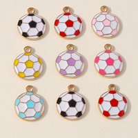 Leslie 10pcs Lovely Enamel Mini Ball Sports Football Charms for Jewelry Making DIY Basketball Soccer Pendant for Dangle Earrings