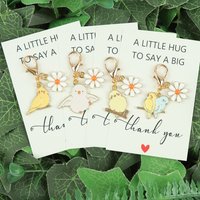 1pc/4pcs cute parrot keychain with a thank-you card, featuring animal and flower-themed designs, suitable for stylish