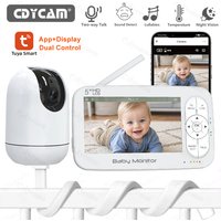 5" WiFi Baby Monitor Tuya APP+monitor Dual Control Electronic Baby Sitter 4x Zoom PTZ Cam Two Way Audio Night Vision Babyphone