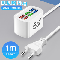 Multiports USB Charger Phone Fast Charging Power Socket Travel Adapter For Xiaomi OPPO Samsung USB Mini Charger EU/US For Phone