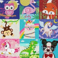 A set of animal-themed crystal diamond patterns for diamond painting, DIY craft artwork decoration gift kits for home decor with