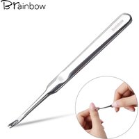 Brainbow 1pc poussoir à cuticules professionnel en acier inoxydable dissolvant de cuticules callosités peau morte fourchette ongles manucure pédicure outils