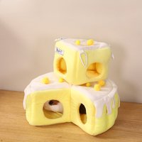 New Cozy Hanging Guinea Pig Cave Fluffy Chinchilla Tube Path Dutch Pig Tunnel Bear Cake Bed Guinea Pig Accessories Hamster Cage