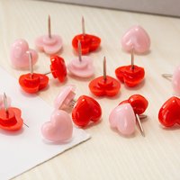 20pcs/box Creative Heart Shaped Push Pins Cute Pink & Red Pushpins For Office, School, Drawing & Drafting Supplies