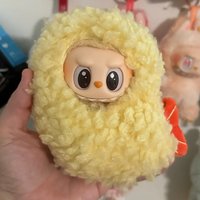 Bright Yellow Knitted Baby Sleep Bag Toy Shaped Like A Shrimp Stand Out Overall Doll Clothes For Labubu Shrimp Ball Doll 17cm