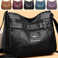 Soft Faux Leather Crossbody Bag Multi Zipper Pockets Casual Daily Work Travel Adjustable Strap Shoulder Purse