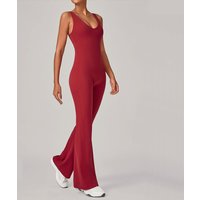 Yoga Jumpsuit Back V-shaped Integrated Wide Leg Running Leggings Weightlifting Push Ups Outdoor Sports Running Women's Bodysuit