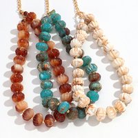 Boho Irregular Gear Flat Beads Choker Necklace for Women Retro Trendy Acrylic Pumpkin Beaded Necklaces Popular Jewelry Gift